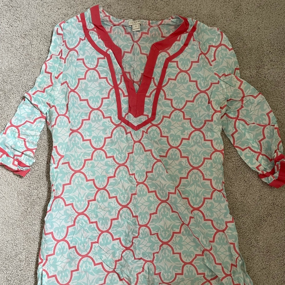 J crew blue and pink pattern beach cover up size S